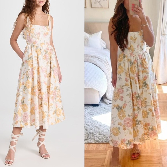 bring the romance midi dress Modern Romance Floral Midi Dress in Light Pink S / light-pink
